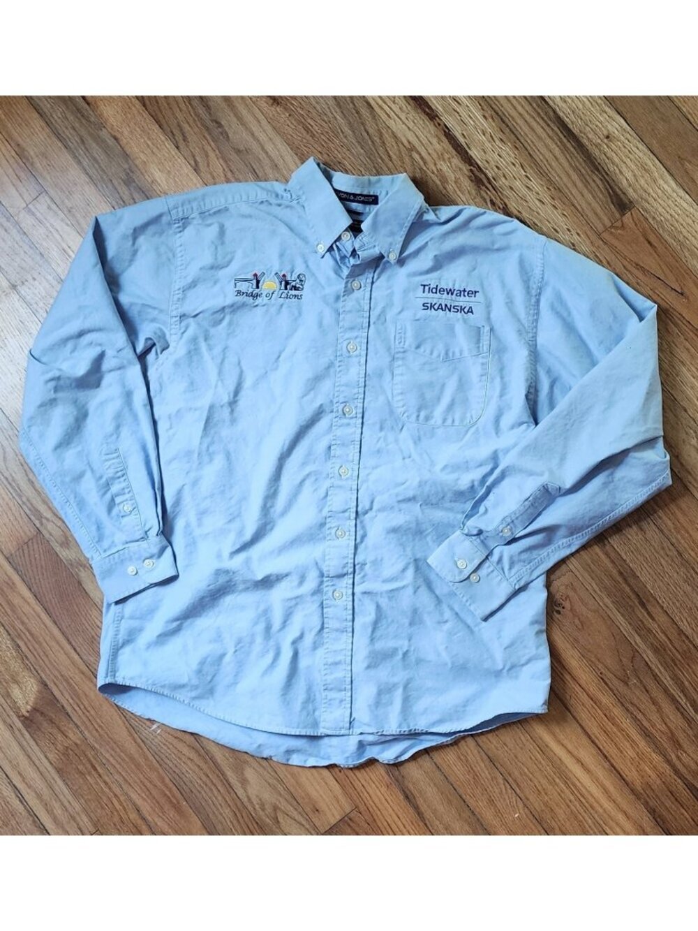 Vintage Y2K St Augustine Florida Embroidered Bridge Of Lions Pima Oxford Shirt L - Picture 2 of 7